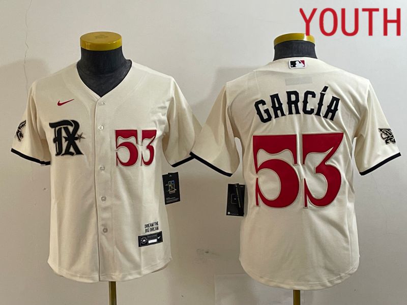 Youth Texas Rangers #53 Garcia Cream City Edition 2024 Nike Game MLB Jersey style 2->->Youth Jersey